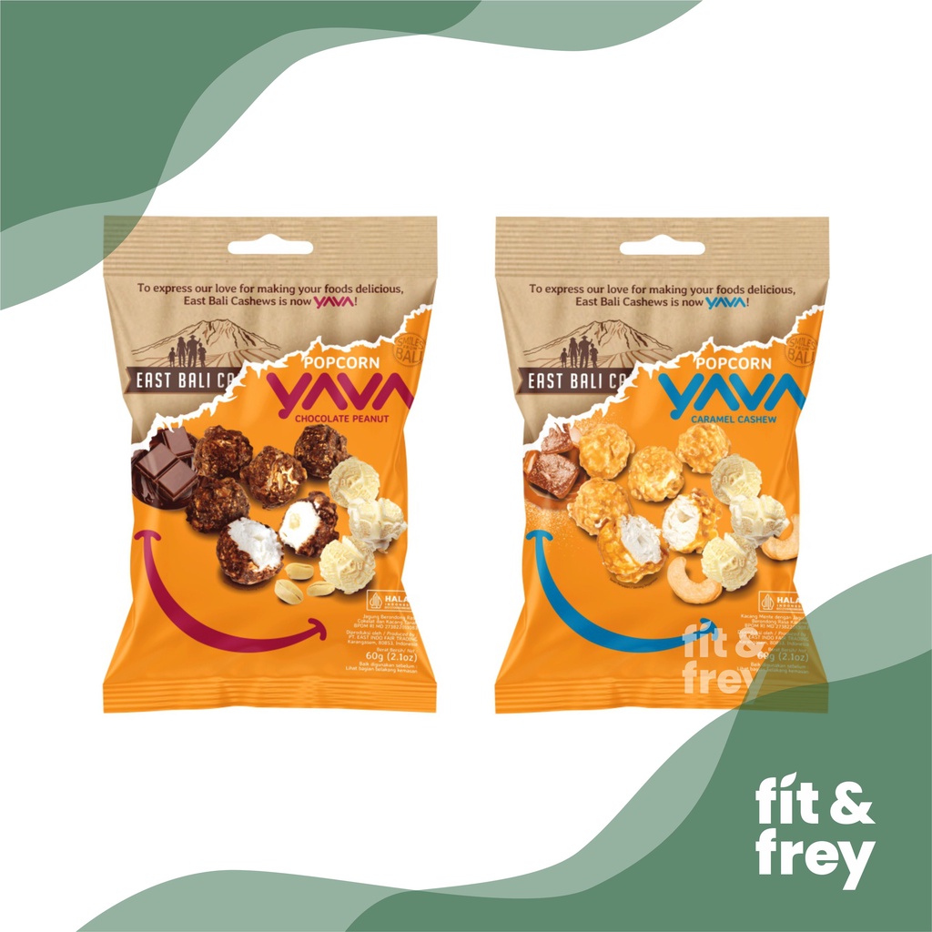 

EAST BALI CASHEWS - YAVA Popcorn 60g - Chocolate Peanut / Caramel Cashew - Gluten Free