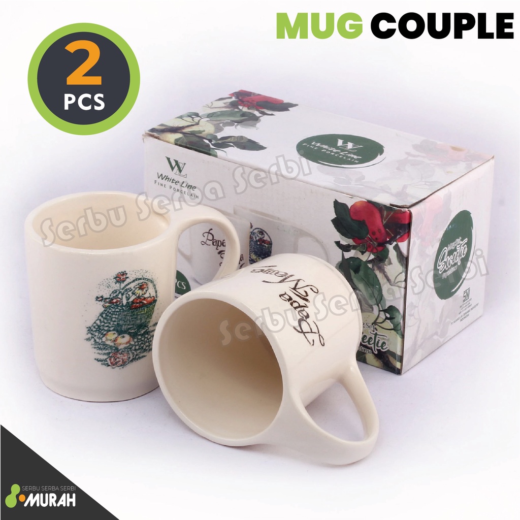 SERBU MURAH - SET 2 PCS - Mug Papa Mama With Line - Mug Couple Mug Set  - Gelas Kaca - Cangkir Coupl