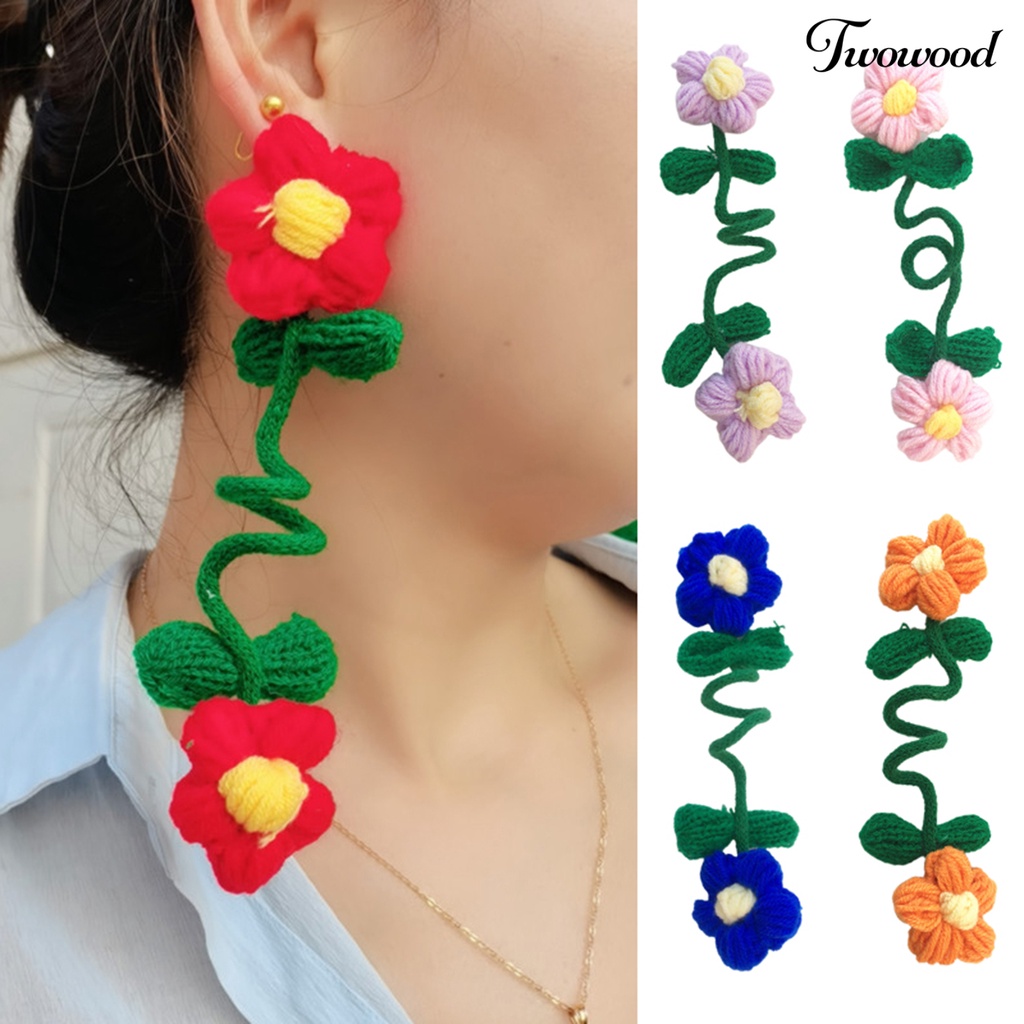 1 Pc Anting Juntai Bentuk Bunga Spiral Warna Cerah Untuk Pesta