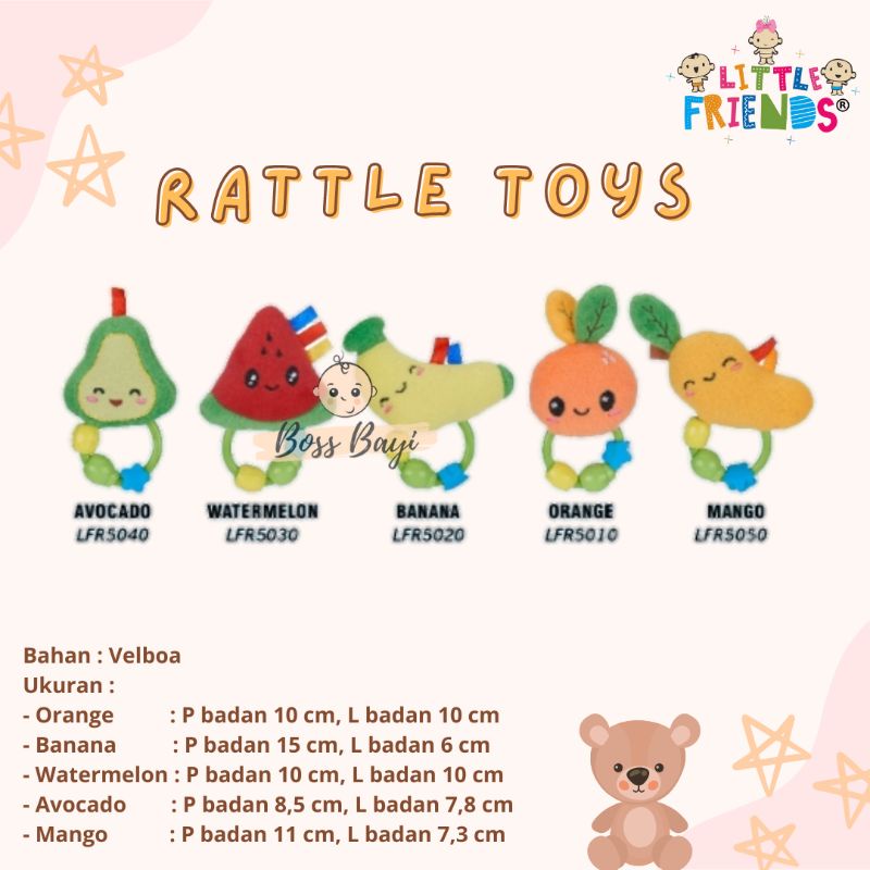 LITTLE FRIENDS Rattle Toys Fruits / Mainan Genggam Bayi Anak Bentuk Buah