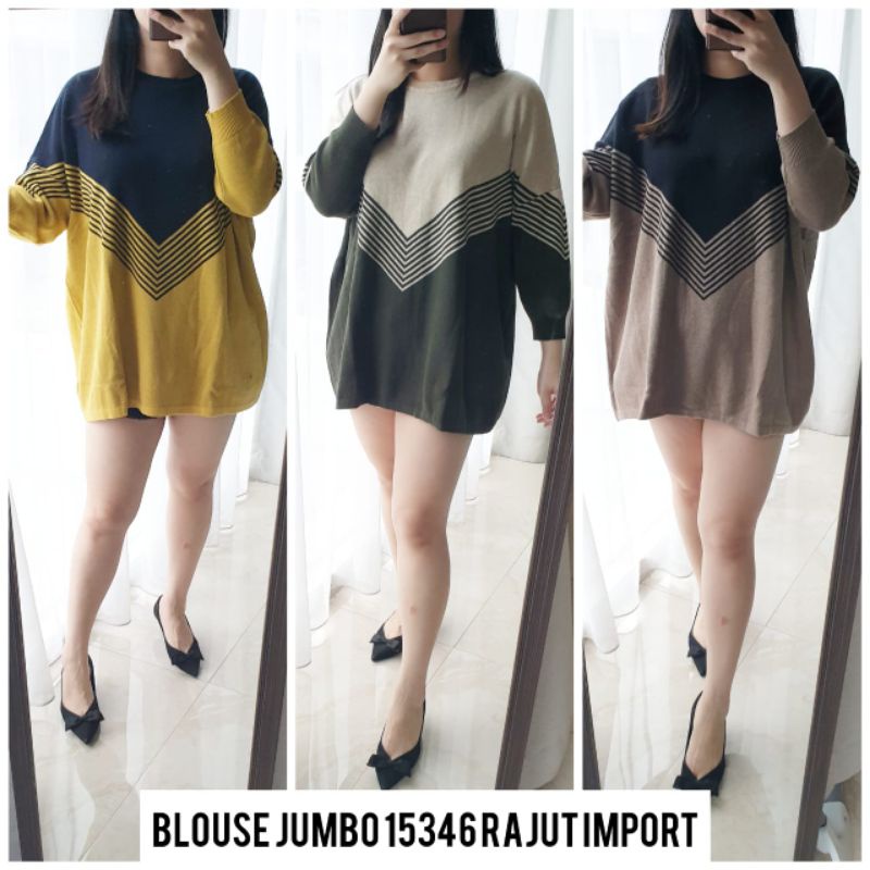 Linyolshop Atasan rajut wanita jumbo bigsize/blus rajut oversize import/kaos rajut wanita real pict