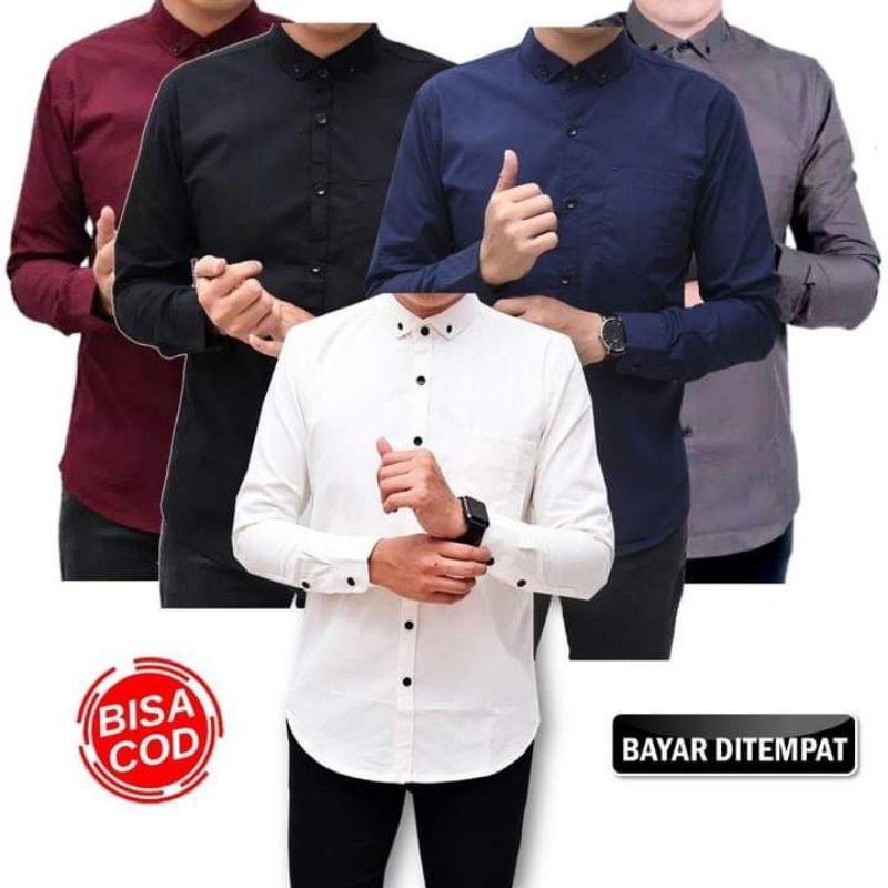 Kemeja Pria Lengan Panjang - Kemeja Pria Polos Distro - Kemeja Pria - Baju Atasan Kemeja Pria Lengan