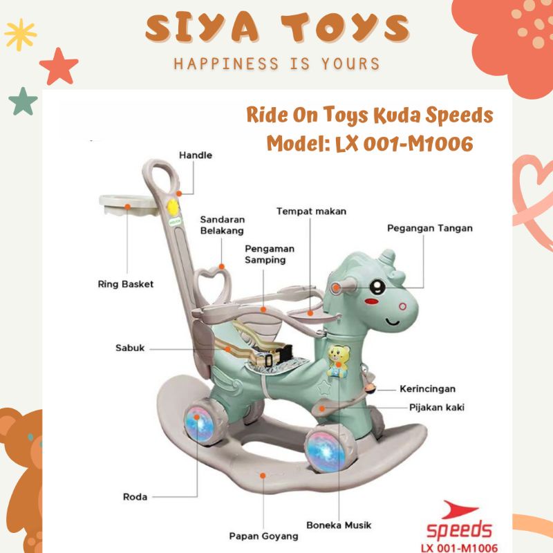 SIYA ✨ FREE BUBBLEWRAP KUDA JUNGKIT ANAK 4IN1 SPEEDS MAINAN RIDE ON KUDA KUDAAN ANAK ROCKING HORSE 3IN1 MOLION M 1006 M1006