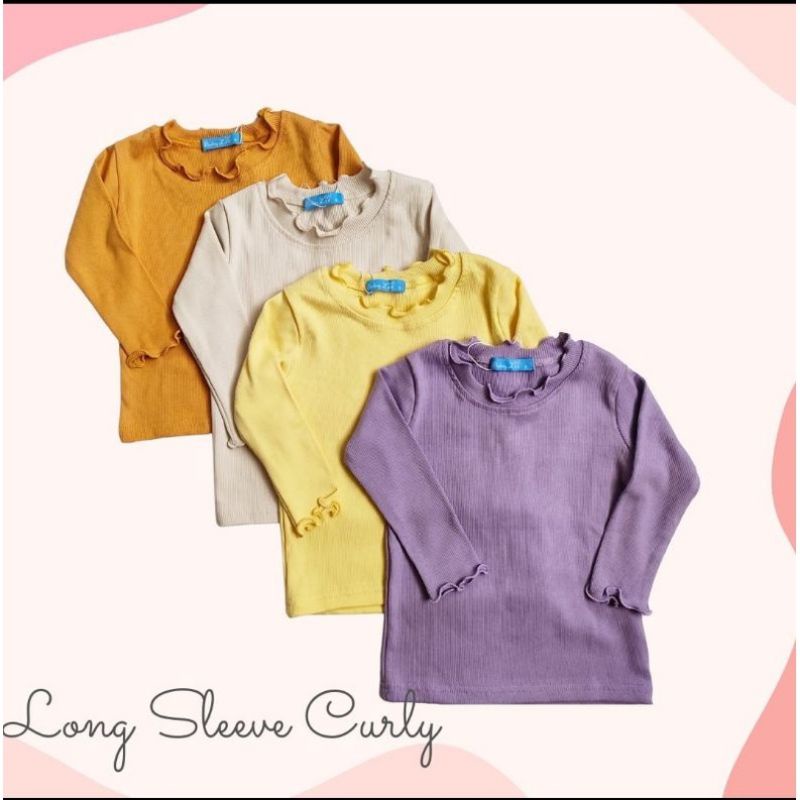 Baju Anak Perempuan KIRIWIL  Panjang  Curly Ruffle Knit Tee Rib 1-5 Tahun