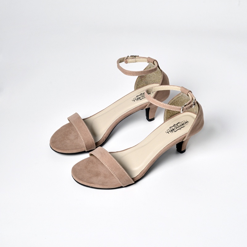 morningbell high heels berkualitas strap suede 5 cm