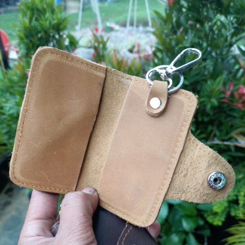 gantungan kunci motor kulit asli lipat 2 dompet stnk motor