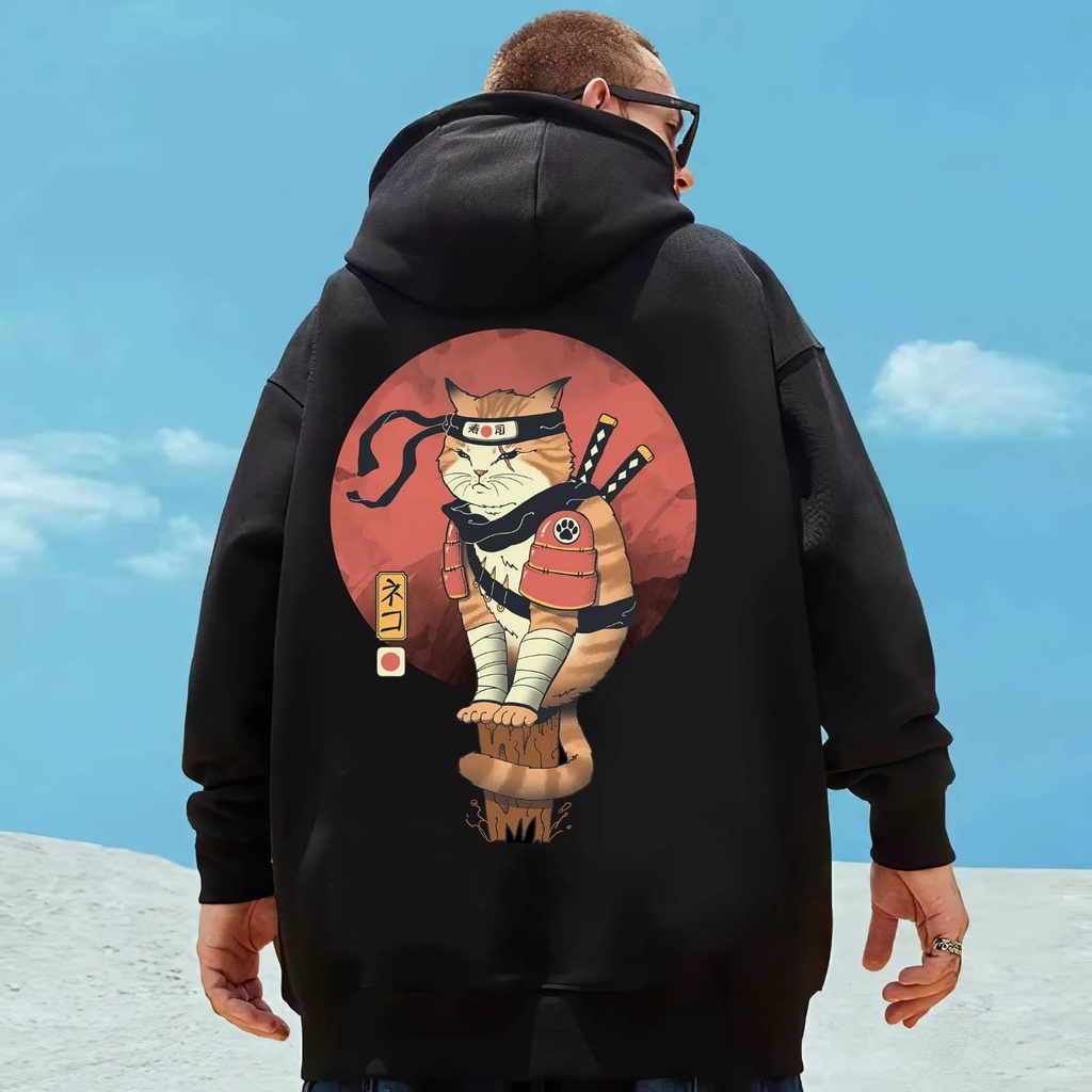 Sweater Hoodie Pria Kucing Cat Samurai Oversize Distro Hoodie Jumper Jaket Ninja Kucing Shinobi Neko Hodie Switer Jepang Kucing Samurai Hoodie Pria Distro Original Tebal Hoodie Pria Oversize Xxxl Original Hodie Cowok Distro Premium Tebal Dan Halus Jumbo