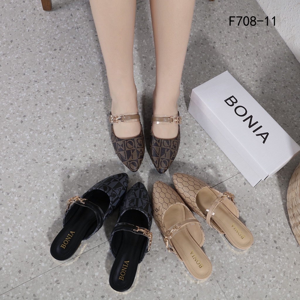 BO Chain BB-Logo Flats Mules F708-11