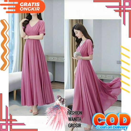 Dress Cantik Kekiniankorean Style Pendek Natal Pesta Gaun Elegan Mewah Brukat Brokat Model Viral Ele