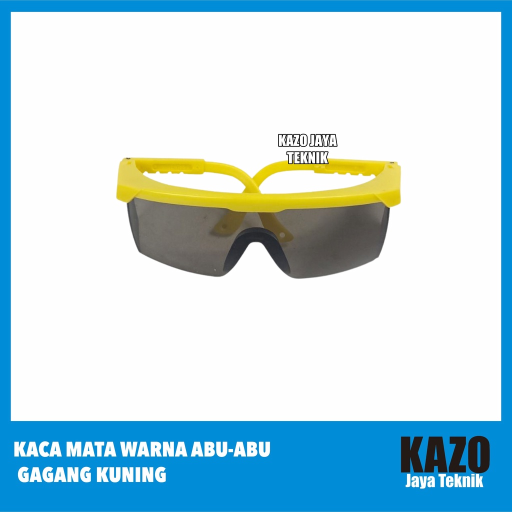 Kacamata Warna Abu-abu Gagang Kuning / Kacamata Las Safety