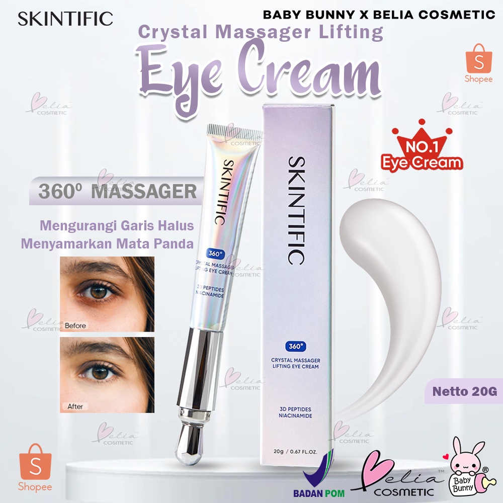 ❤ BELIA ❤ SKINTIFIC 360 Crystal Massager Lifting Eye Cream Krim Mata | BPOM