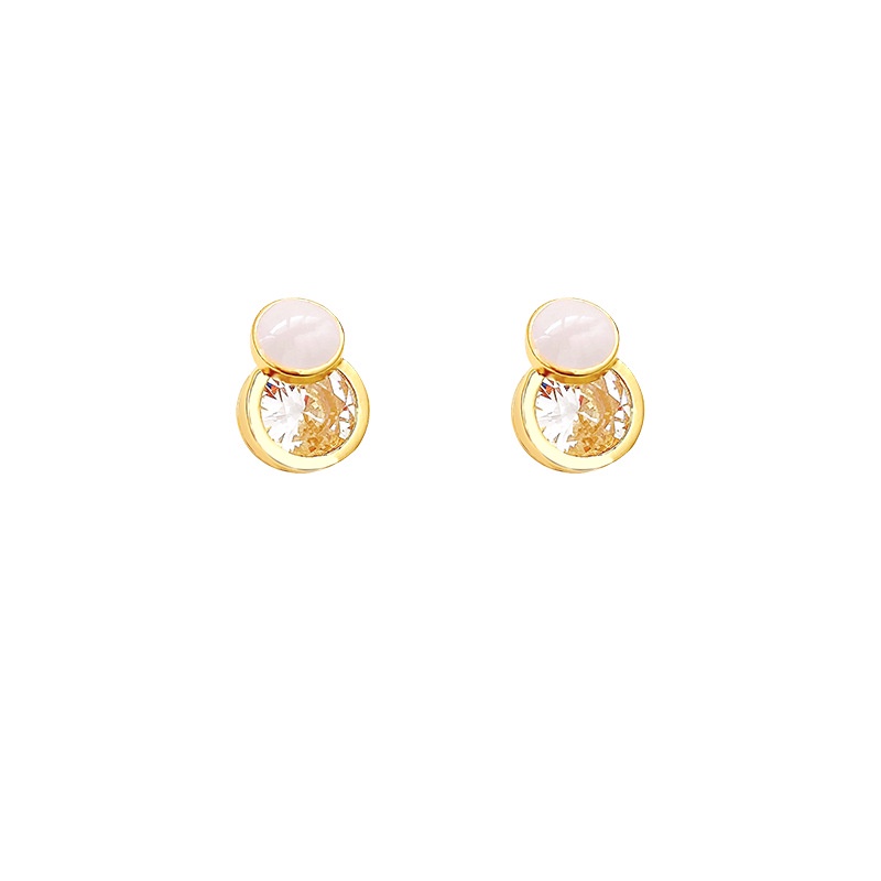 Anting Tusuk Sterling Silver 925 Dengan Batu Zircon Bulat Mewah Untuk Wanita