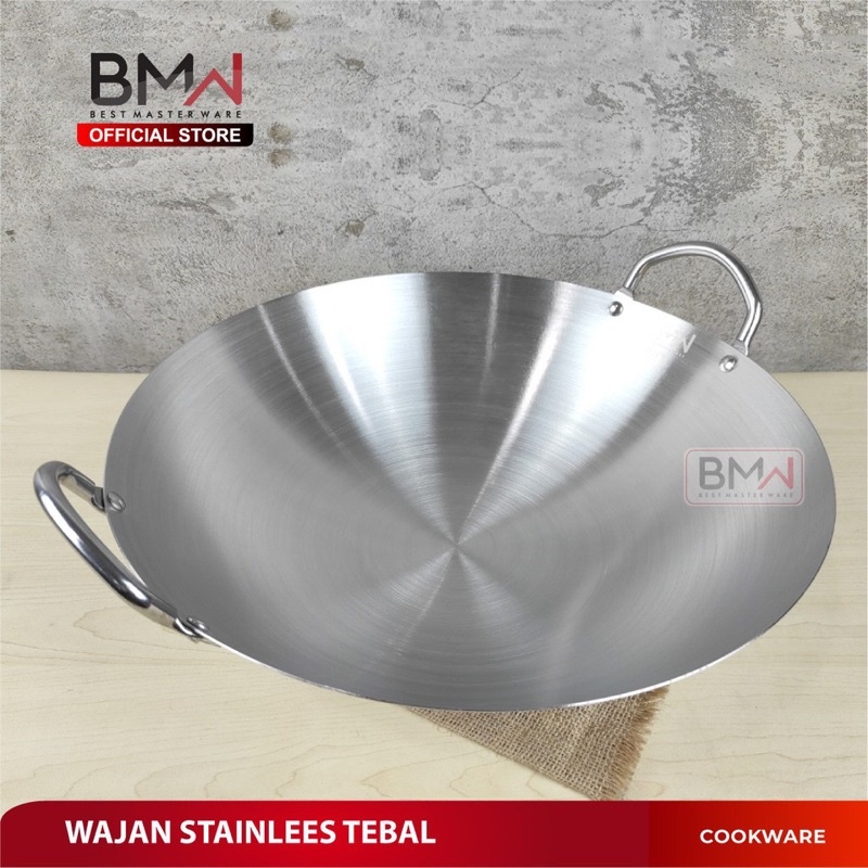 Wajan Kuali Premium Tebal 34CM - Kuali Stainless Steel - Wajan Penggorengan Anti Lengket