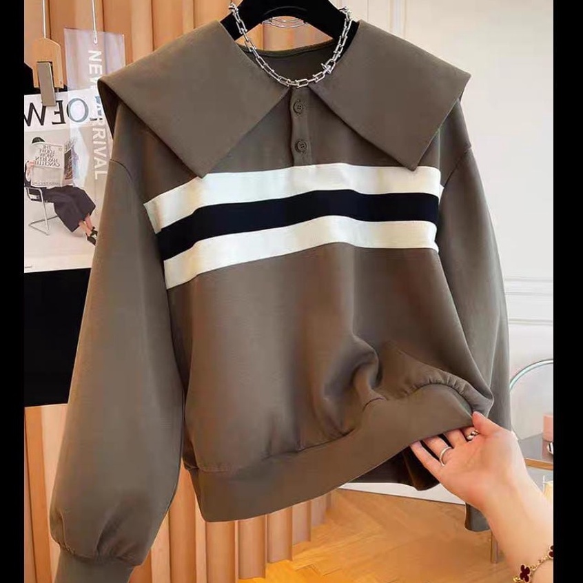 SHARON TOP BLOUSE | BIG COLLAR SWEATSHIRT SWEATER (IC)