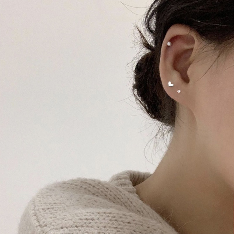 We Flower 3PCs Anting Stud Kristal Mutiara Bentuk Hati Kecil Bahan S925 Silver Gaya Korea Untuk Wanita