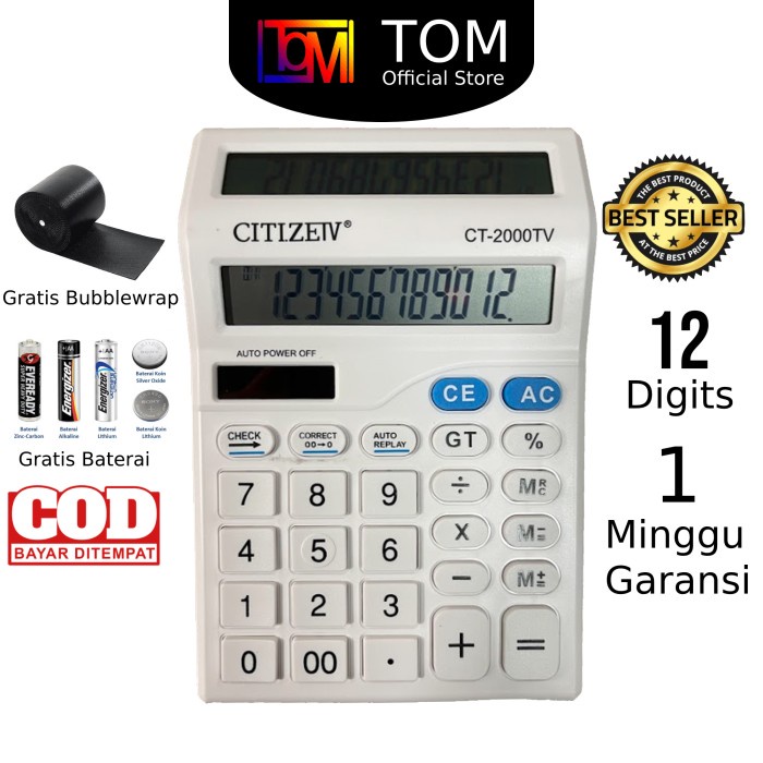 

Calculate Kalkulator Citizen Ct-2000 2 Layar 14 Digit