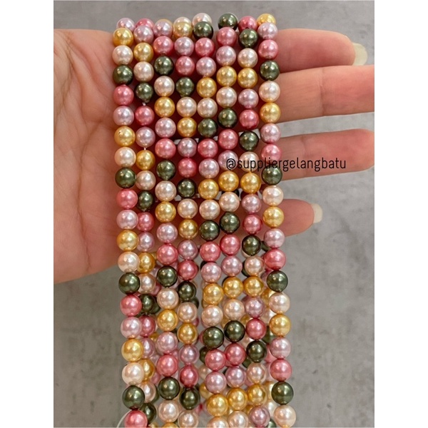 Mutiara Shell Kerang Asli 6mm bahan renceng kalung gelang