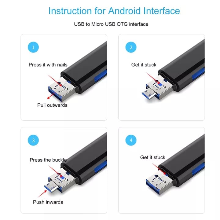 OTG 5 IN 1 USB 2.0 TYPE C, MICRO USB, OTG HUB MICRO SD/TF MEMORI CARD READER MULTI FUNCTION CONVERT