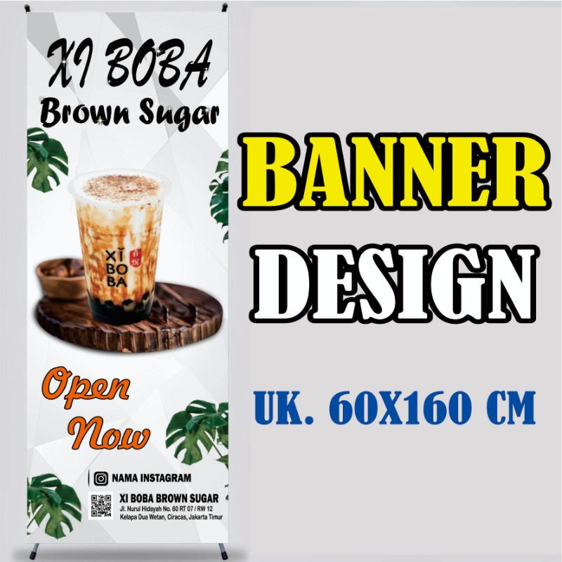 Banner, Spanduk Backdrop  Xi Boba Brown Sugar