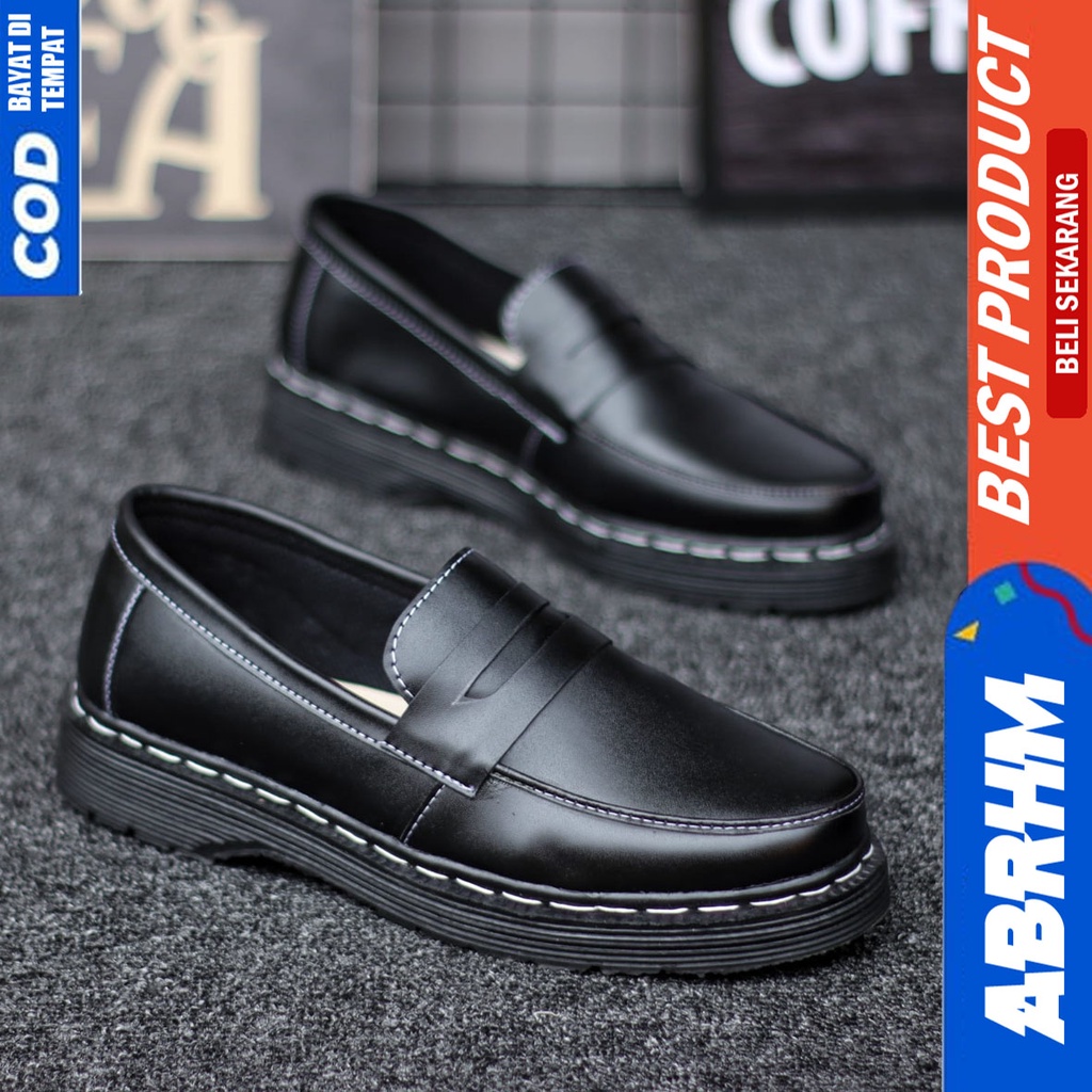 Sepatu Pantofel Formal Docmart low Boots Kerja Hitam Pria Abrhm Arbent