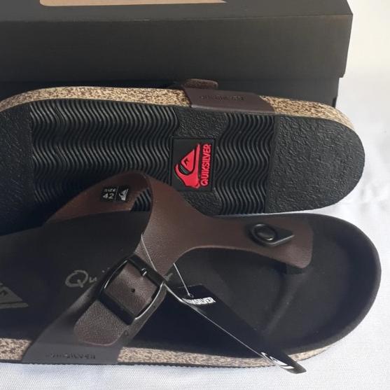 SANDAL QUICKSILVER ORIGINAL SANDAL PRIA SANDAL KULIT SENDAL SANTAI - Cokelat, 39