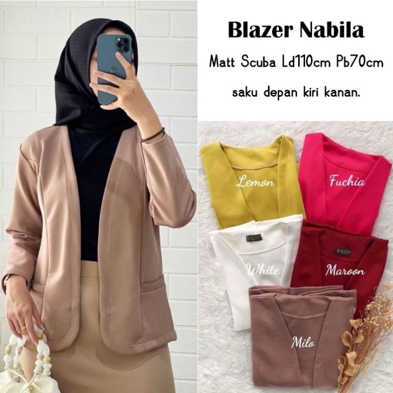 NABILA BLAZER SCUBA PREMIUM ATASAN WANITA TERBARU LD 110