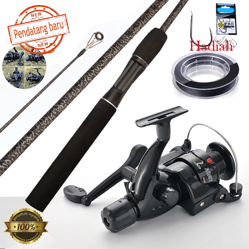 1.65m/1.8m/2.1m  joran pancing UL/L/ML Spinning Fishing Rod 2 Sections and CB240 reel pancing set