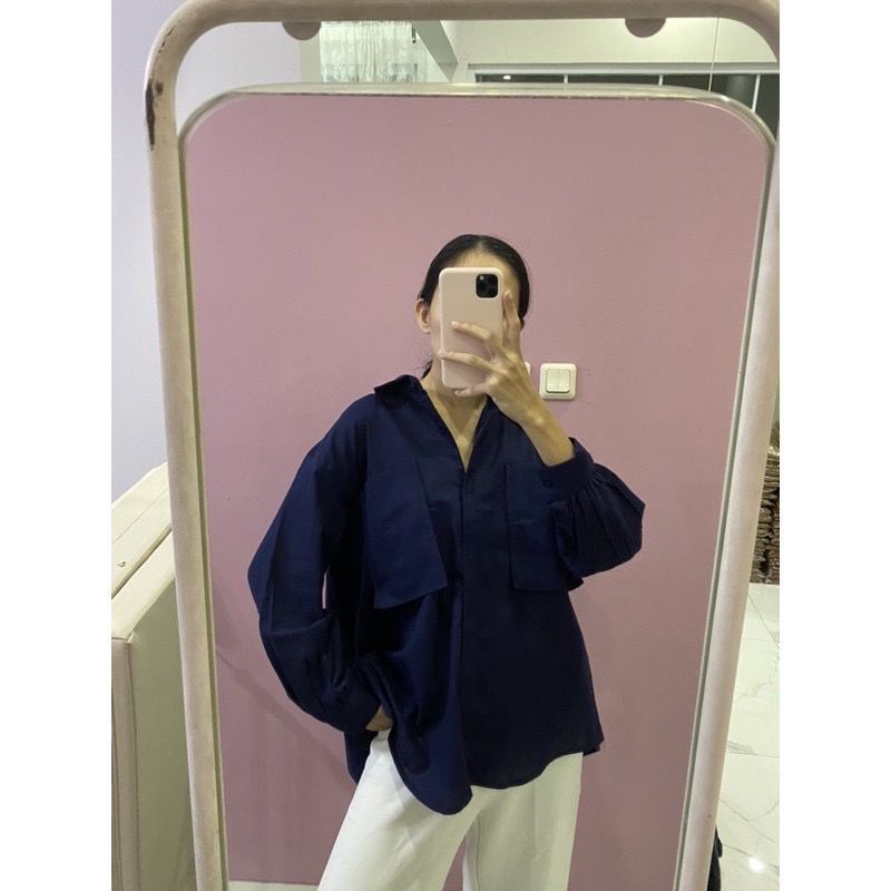 Kemeja Katun Wanita Model Areum Korean Oversize XXL Shirt