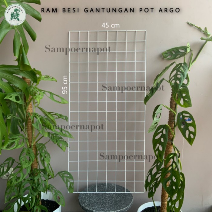 Pot Ram Besi Putih Pot Bunga Gantung Gantungan Pot Argo - Ram Besi 45 X 95
