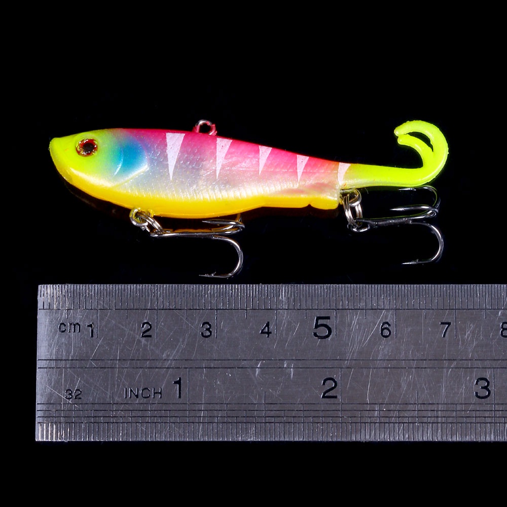 Hengjia 50PCS 7cm - 12g Umpan Pancing Softlure Tiruan Bentuk Ikan Ekor Ganda