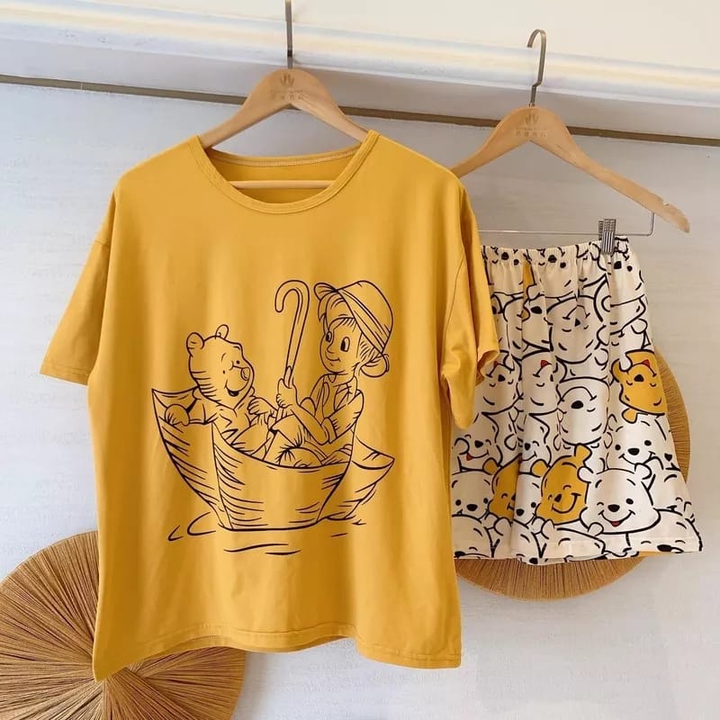 PIYAMA SETELAN REMAJA CELANA PENDEK IMPORT BAJU TIDUR WANITA IMPORT hotpant import