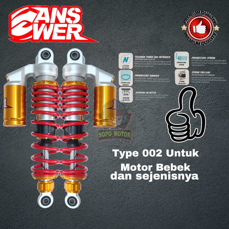 Shock answer belakang 002-320mm red/shock answer belakang original