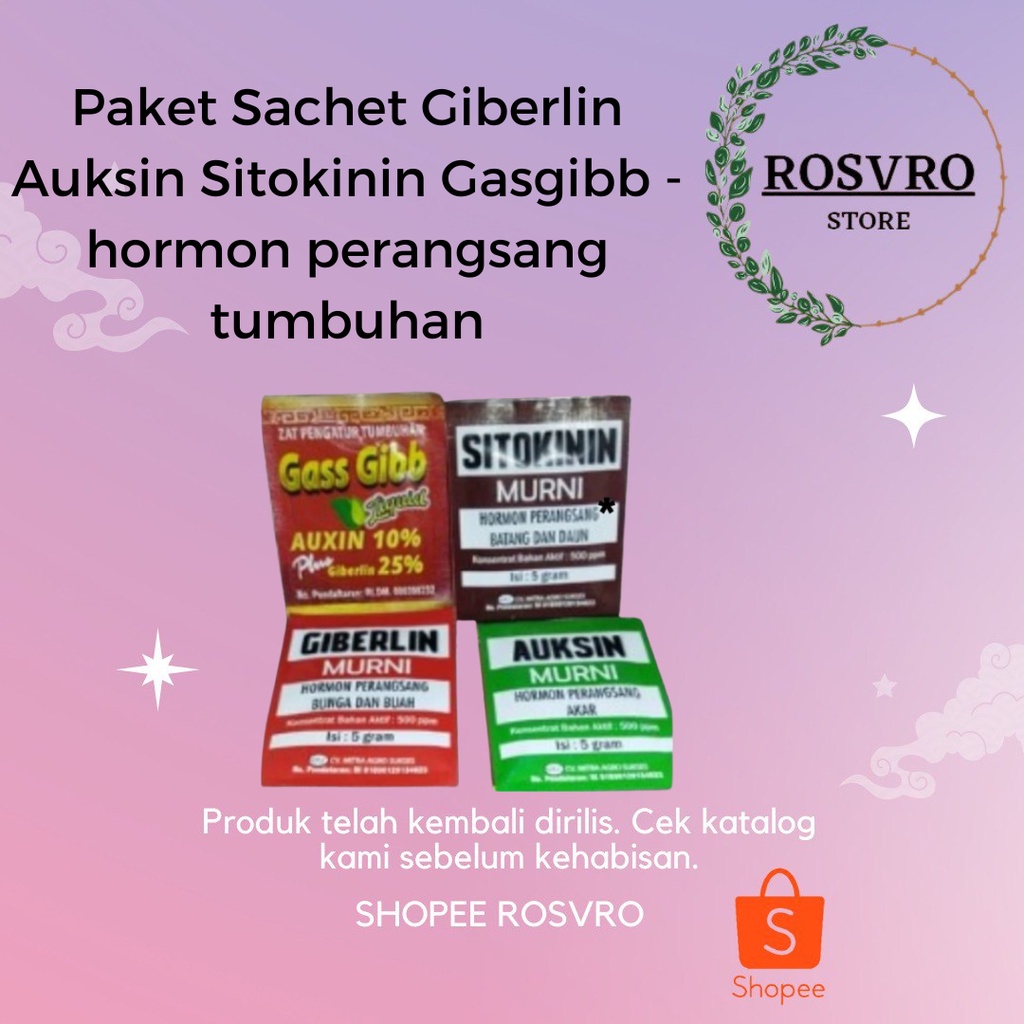 Paket Sachet Giberlin Auksin Sitokinin Gasgibb - hormon perangsang bunga dan buah, perangsang akar, 