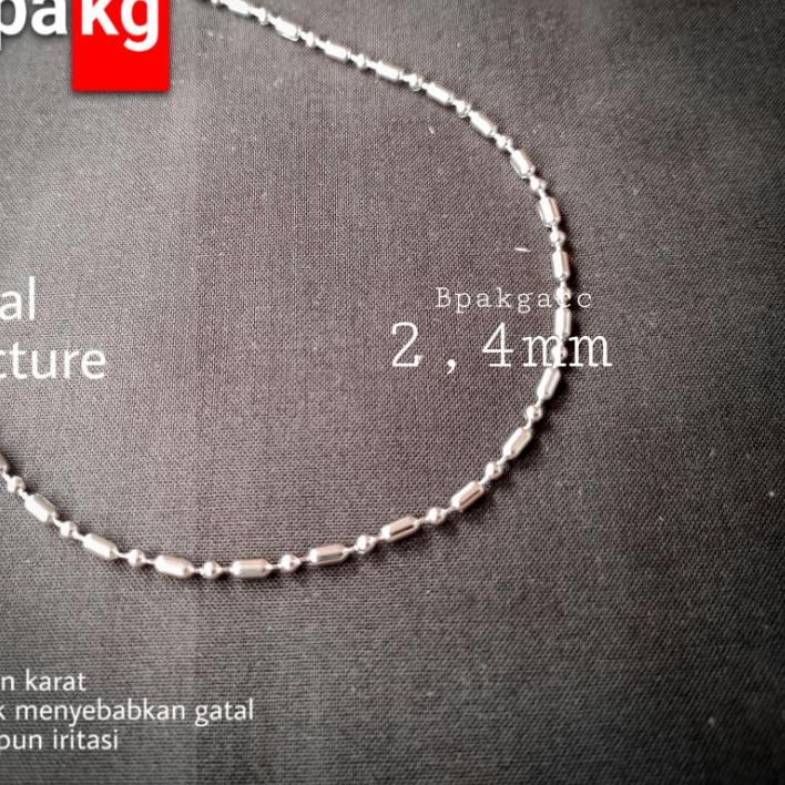 FLASH SALE Kalung mci bulat tabung # kalung monel besi putih asli anti karat silver tali pendant wan