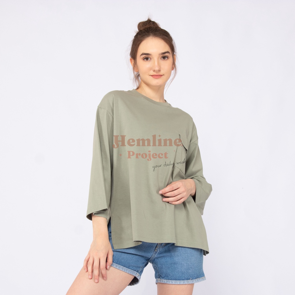 Haura Oversized Plain Top Sage Green