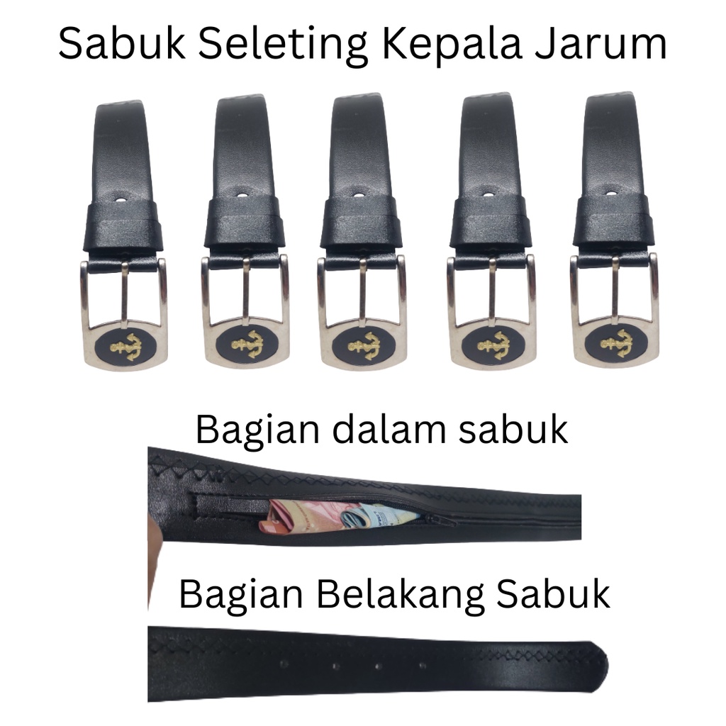 Sabuk Ikat Pinggang Pria Dewasa Model Seleting Bisa Buat Taruh Uang dengan Kepala Gesper Tipe Jarum dan Otomatis Bahan Kulit PU Harga Murah