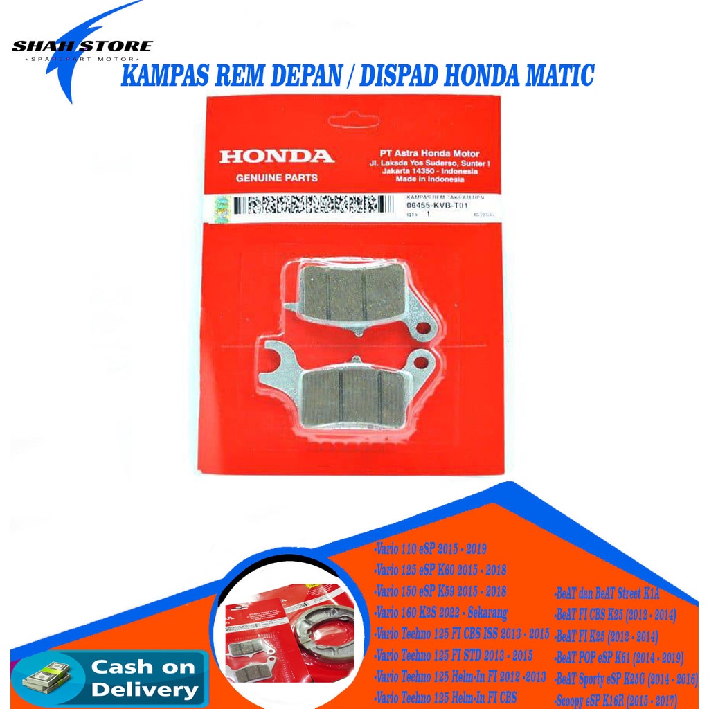 KAMPAS REM DEPAN VARIO 125 BEAT FI BEAT STREET BEAT POP VARIO 150 OLD / DISPAD KAMPAS REM DEPAN BEAT
