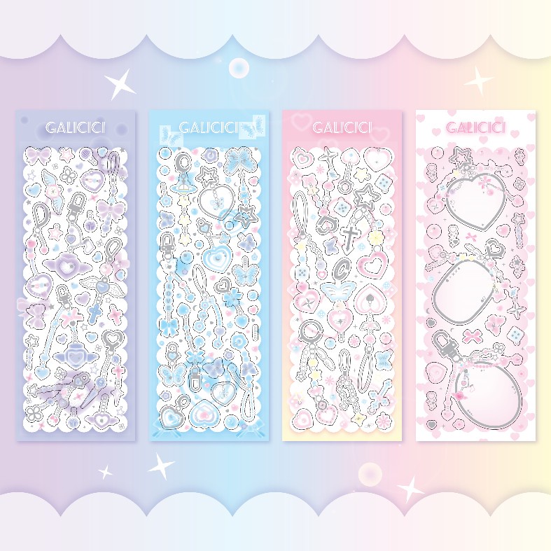 Galicici Stiker Laser Glitter Warna Silver Untuk Dekorasi Liontin DIY