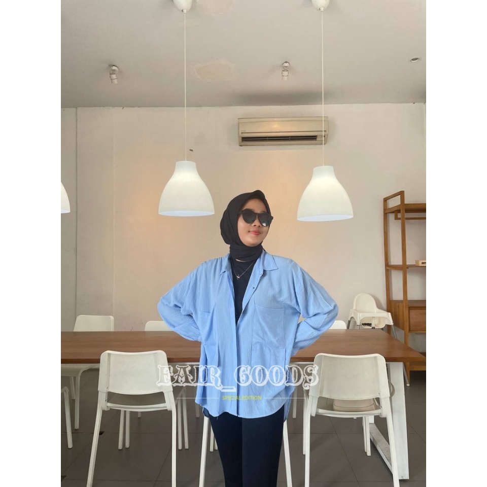 Kemeja Cringkle - Kemeja Oversize Linen Wanita - Linen Crinkle Shirt - Atasan Wanita Lengan Panjang - Kemeja Linen Crinkle - Crinkle Linen -  Kemeja Wanita Oversize Terbaru Dan Terlaris - Kemeja Poket Dua