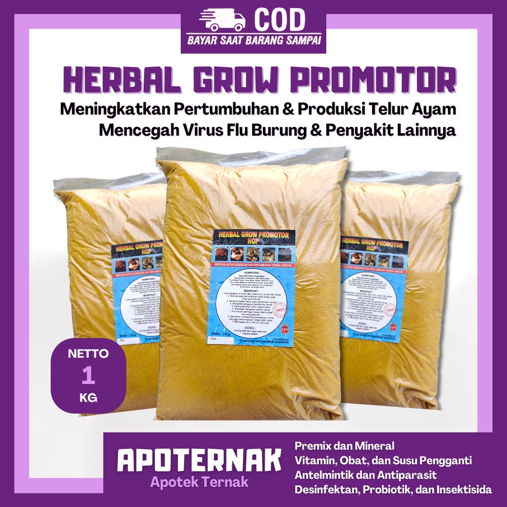 HERBAL GROW PROMOTOR 1 kg | Meningkatkan Pertumbuhan Ruminansia dan Unggas | HGP