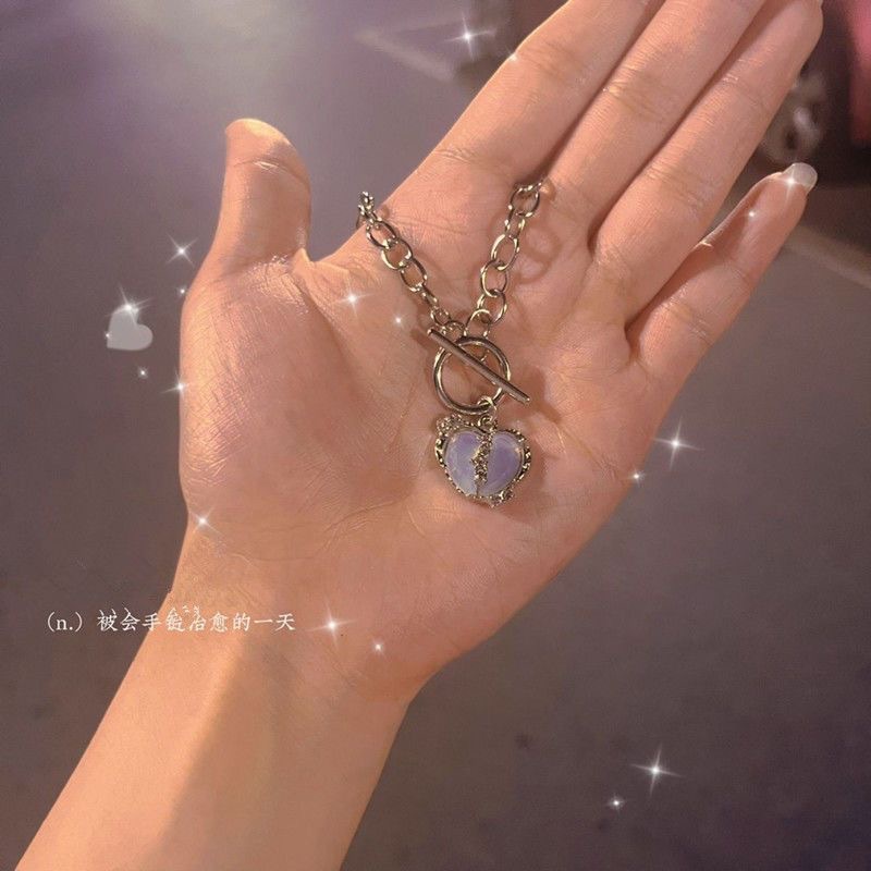 YEEZII Kalung Rantai Liontin Hati Warna Silver Untuk Wanita