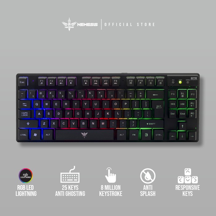 NYK Nemesis K-01 / K01 TKL Rainbow Keyboard Membrane Gaming RGB