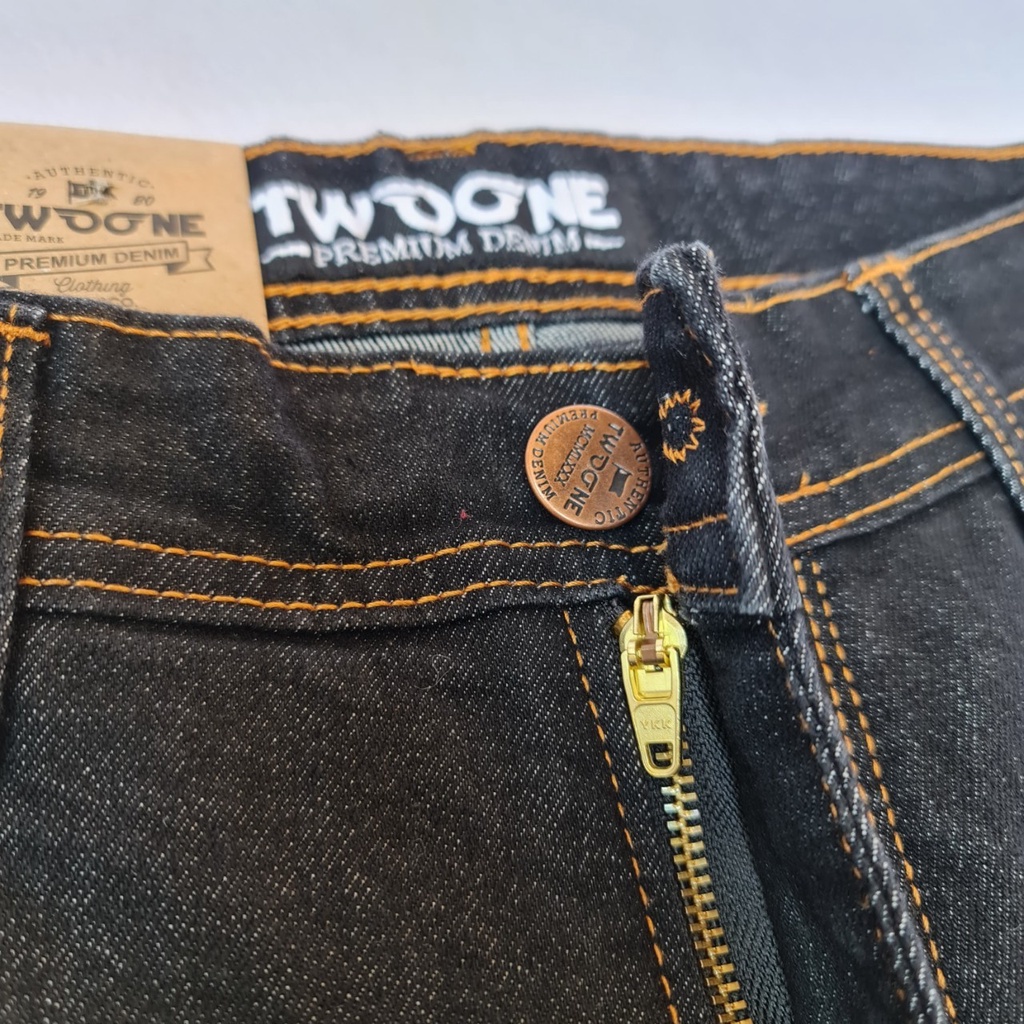 TWO ONE DENIM Celana Jeans Pria Panjang Saku Bobok Black Garmen