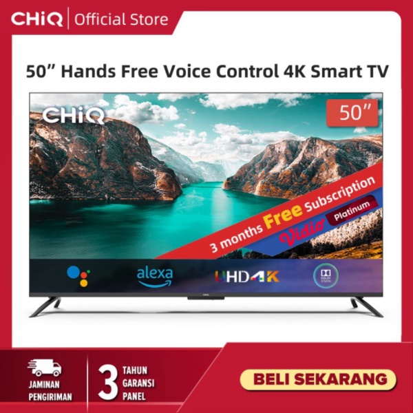 CHiQ smart tv 50 Inch 4K Hands Free Voice Control Frameless Android tv Promo