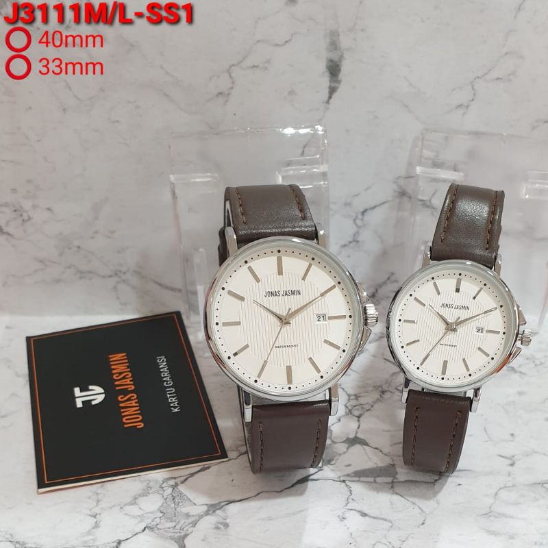 Jam Tangan Cauple Analog Jonas Jasmin JJ-3111M Original Tali Kulit Tahan Air