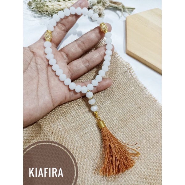 Tasbih Batu Crystal 99 butir + Lafadz Allah Putih Elegan