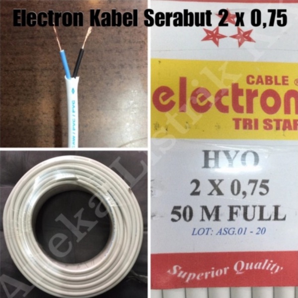 KABEL ELECTRON NYMHY 2 x 075 50m 2x075 NYM HY SERABUT 2 x 0.75 - Putih Promo