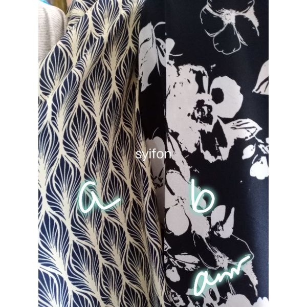 kain sifon motif bunga dan abstrak