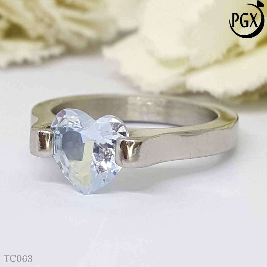 PGX Cincin Titanium Couple Tunangan Aksesoris Fashion Perhiasan Anti Karat - TC063