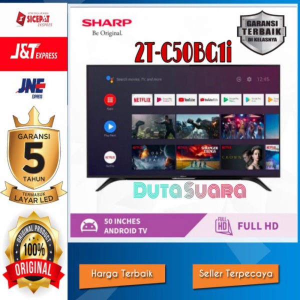 LED TV SHARP AQUOS 50 inch 2T-C50BG1i ANDROID SMART TV Full HD - TANPA BUBBLE Diskon